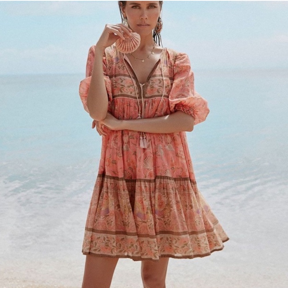Spell Pink and Brown Floral Mini Dress